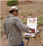 Clickable Image: Taos Art School, Plein Air Painting Workshop, Canyon de Chelly, Arizona, odyssey. tour, expedition, paint, horses, photograph, photography, western art, riding, outdoor, Image: Taos Art School, Canyon de Chelly Expedition, tour, painting, photography, mesa verde, tours, navajo, guided tours, horses, jeep, native american, indian, pueblo, ancient, anasazi
