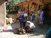 Clickable Image: Taos Art School Lucy Lewis Potter Making; click for larger image, Lucy Lewis, authentic, traditional, pottery making, clay, Lucy Lewis